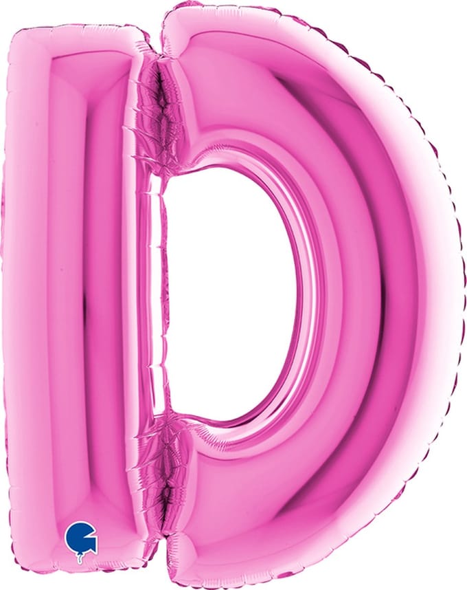 Folieballon 100cm letter D - fuchsia roze