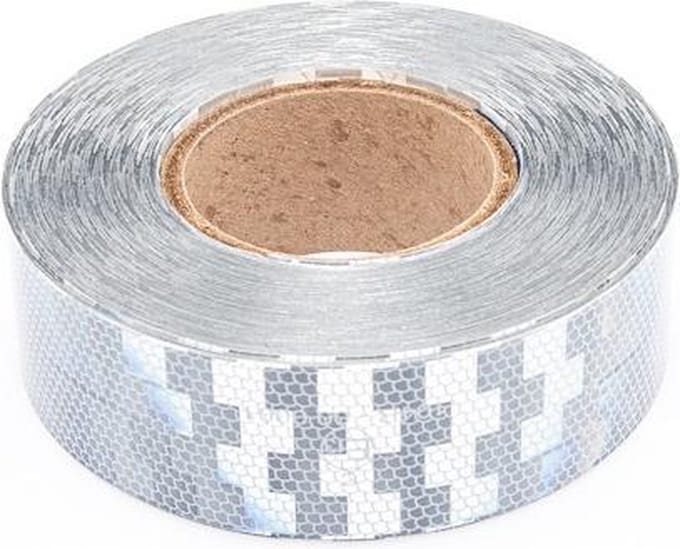 Reflecterende tape voor harde ondergrond - wit - per meter