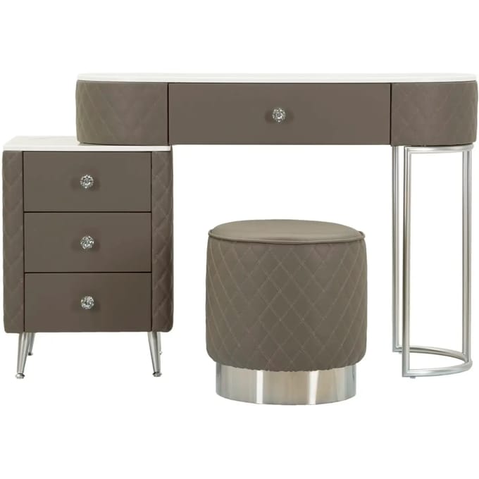Bureau met kruk Bed Desk Sharon Grey With Stool Silver Legs 120×40×75 cm