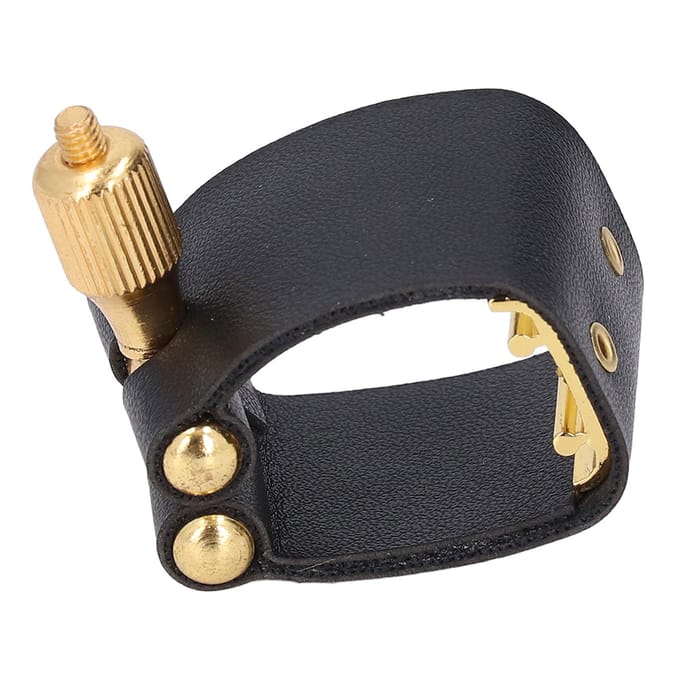 Sax Mondstuk Ligatuur Leren Riem met Metalen Klem Compact Rietbeschermer Sluiting voor Alto black