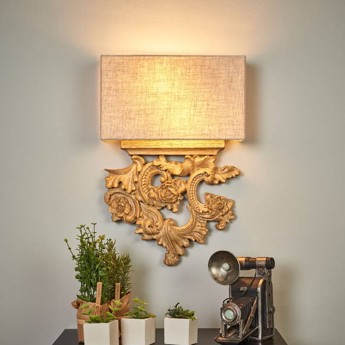 IDEAL LUX Filigraan vormgegeven textiel-wandlamp Peter