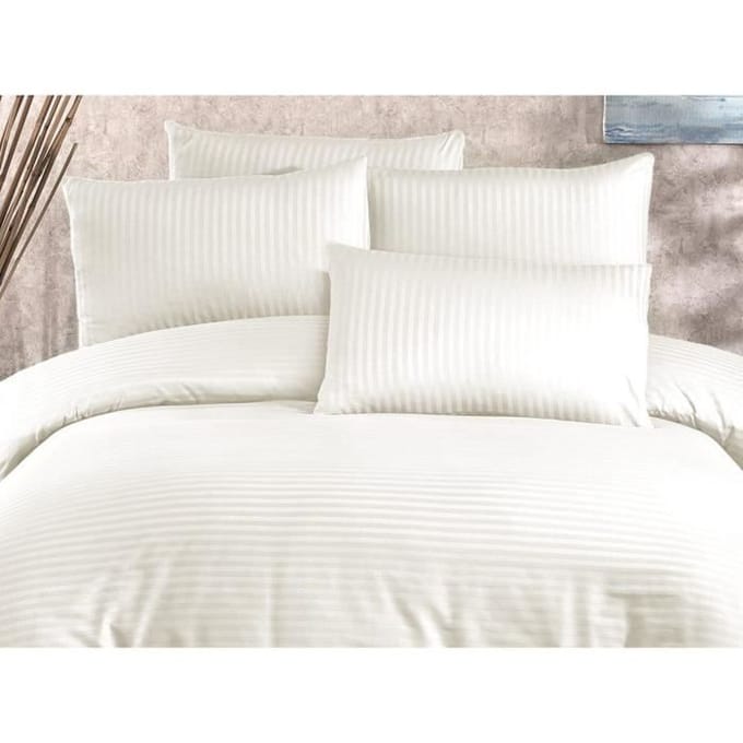 Beddengoed set - 1 dekbedovertrek 220 x 240 cm + 2 kussenslopen 60 x 60 cm - 70% polyester, 30% katoen - Crème