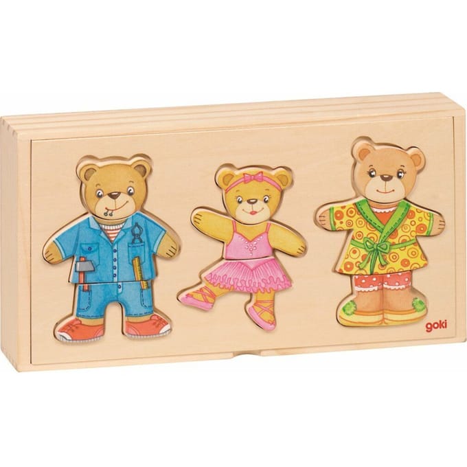 GOKI Aankleedpuzzel - Berenfamilie - 27X13,5X3,5Cm - 36 Delen - 2 Jaar