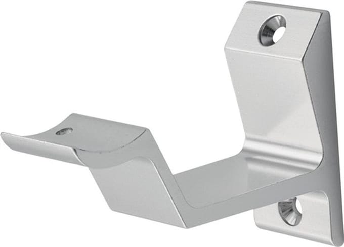 Handgreep Drager - Trapleuninghouder - Veiligheid Trap - Gebogen Design - 65mm Wandafstand - Zilver Geanodiseerd