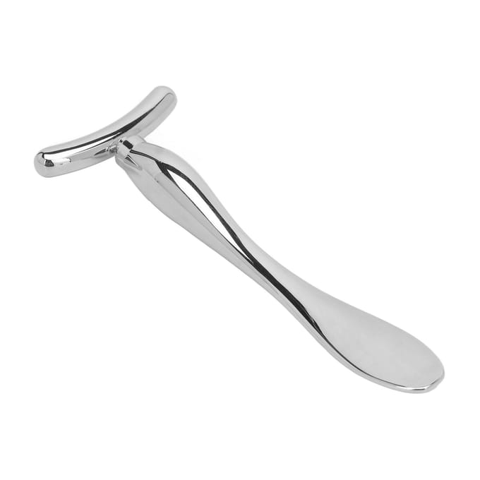 Mini cuillère spatule en alliage de zinc en forme de T pour réduire les rides, argentée white