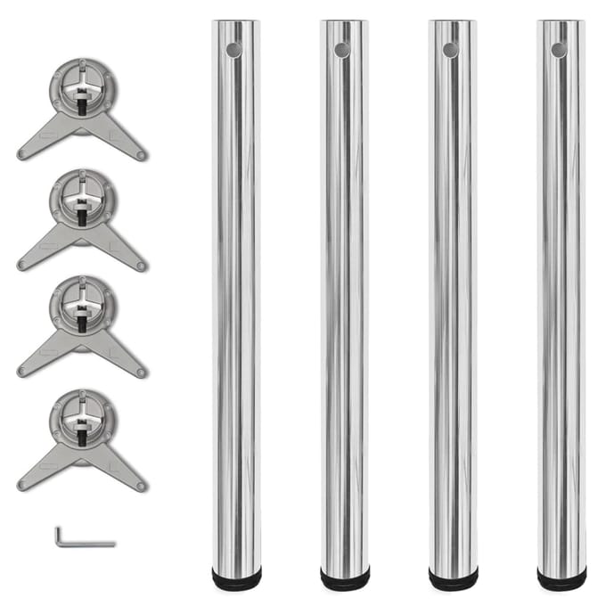 vidaXL - Tafelpoten - in - hoogte - verstelbaar - chroom - 710 - mm - 4 - st