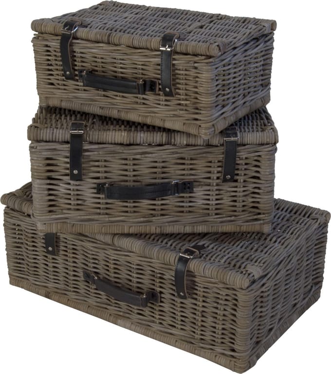 Koffer in Grijs Rotan