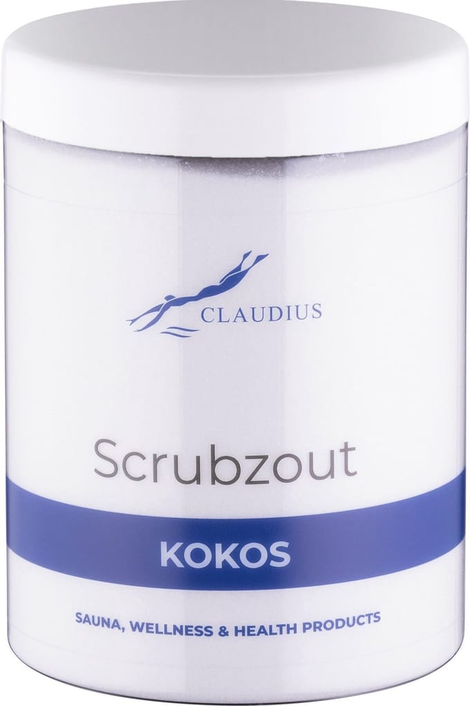 Scrubzout Kokos in handige pot - 1250 gram - met witte deksel - Hydraterende Lichaamsscrub