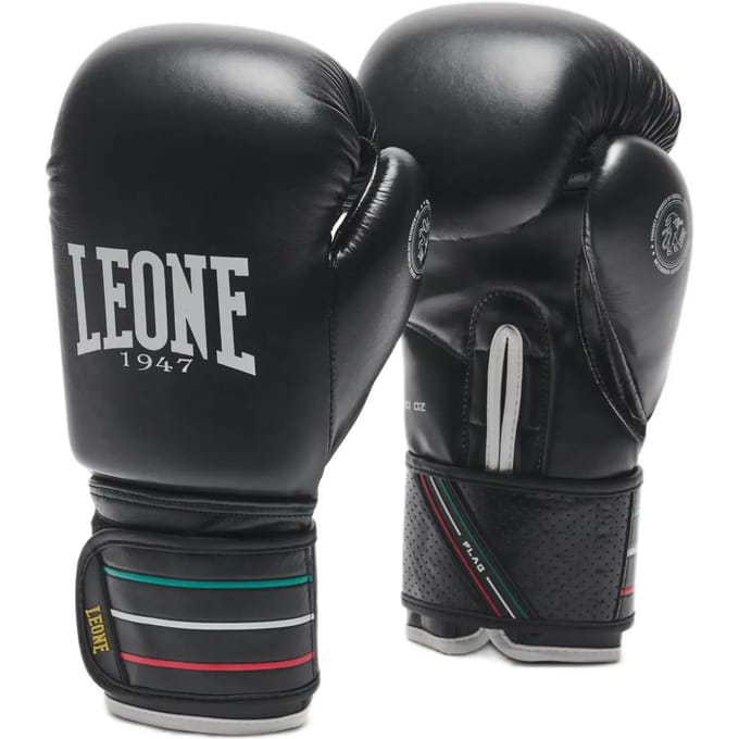 Leone1947 Flag Leer Kunstmatige Bokshandschoenen Zwart 10 oz