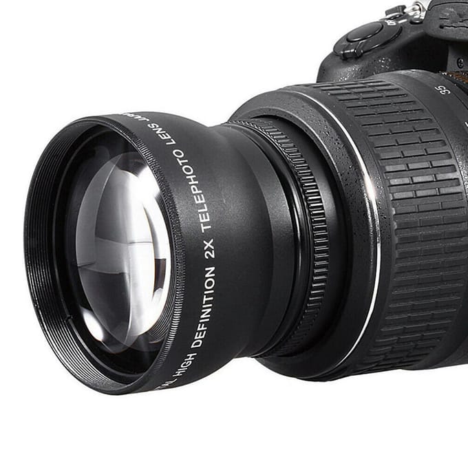 52mm 2X Vergroting HD Teleconverter Telelens voor 52mm Mount Camera wit