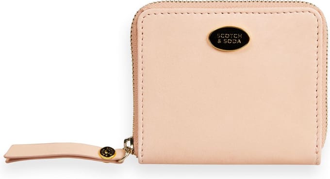 SCOTCH & SODA Leren Kaarthoes Leather Bill Fold Zip Wallet Combo B Roze