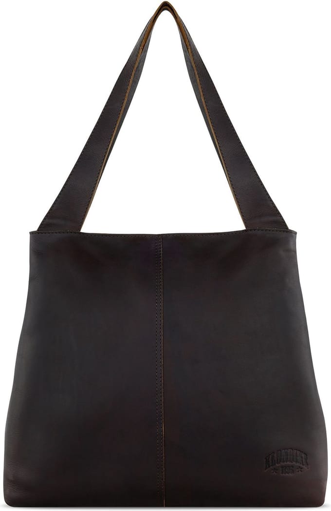 KLONDIKE 1896 Leren Schoudertas Rush Katrina Shopper Darkbrown Donkerbruin