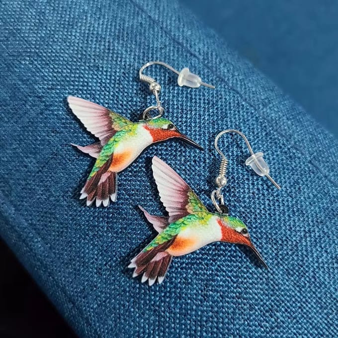 Vogel Oorbellen - Kolibries Groen Wit Rood