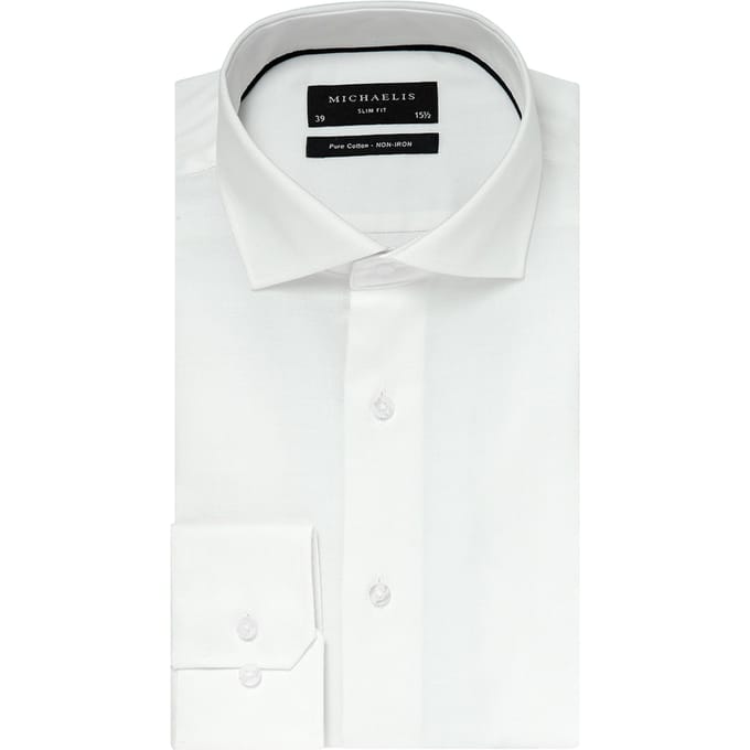 Michaelis slim fit overhemd - Oxford - wit - Strijkvrij - Boordmaat: 42