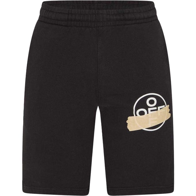 Off White Heren Relaxed Fit Lounge Sweat Shorts (Zwart/Beige)
