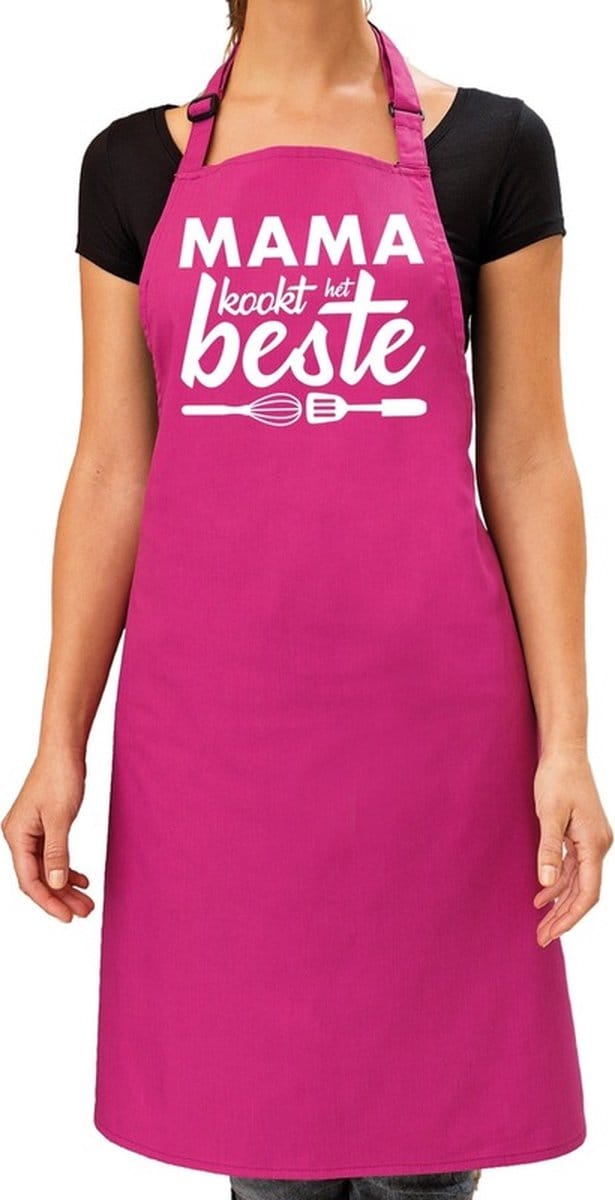Mama kookt het beste keukenschort roze voor dames - Moederdag - bbq schort