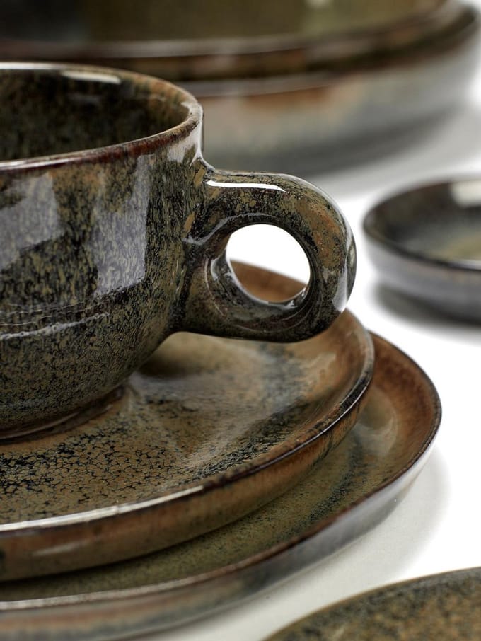 Cappuccinokop en cappuccinoschotel kleur Indy Grey 'Surface by Sergio Herman' - Serax