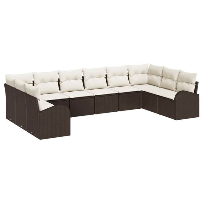 vidaXL - Tuinbank - Set - 10 - st - Bruin - en - wit - poly - rattan