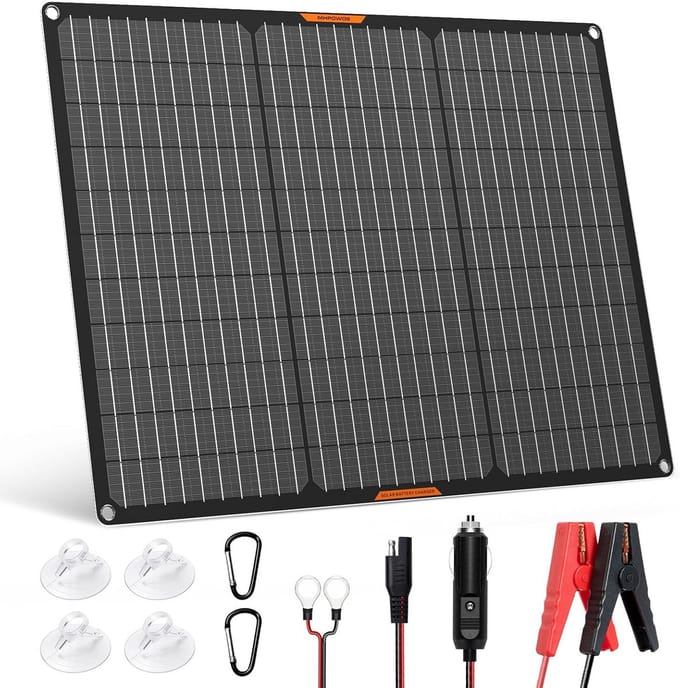 Draagbaar 50W 12V Zonnepaneel voor Accu Onderhoud Auto, Boot en Caravan