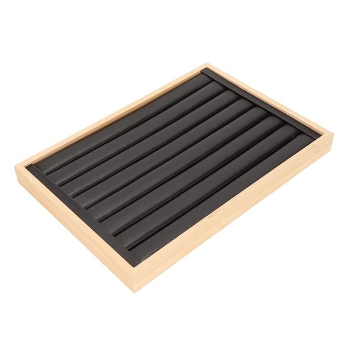 Organisateur de Plateau à Bijoux Empilable Rangement Présentoir Vitrine Support Boîte 7 Lignes Noir black