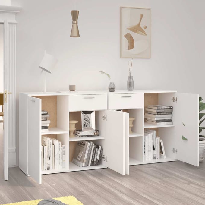 vidaXL - Dressoir - 160x36x75 - cm - bewerkt - hout - wit