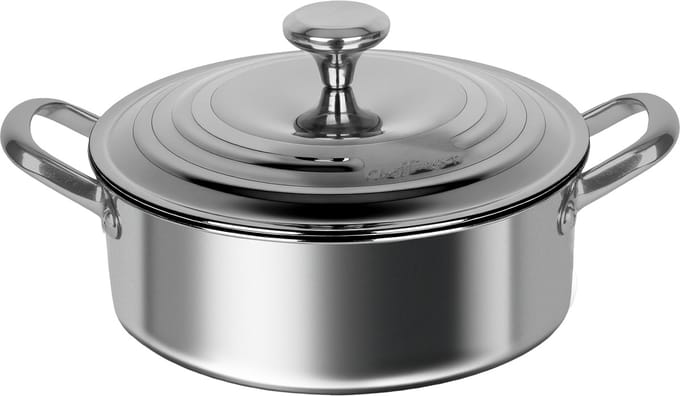 Cheffinger Lage Braadpan - 24cm - RVS - Zilver - 2,2 Liter