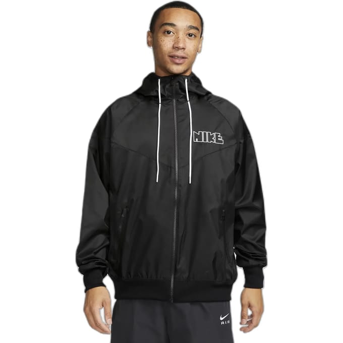 Windrunner windjack voor heren, geweven gevoerd, zwart/zwart/zwart/wit