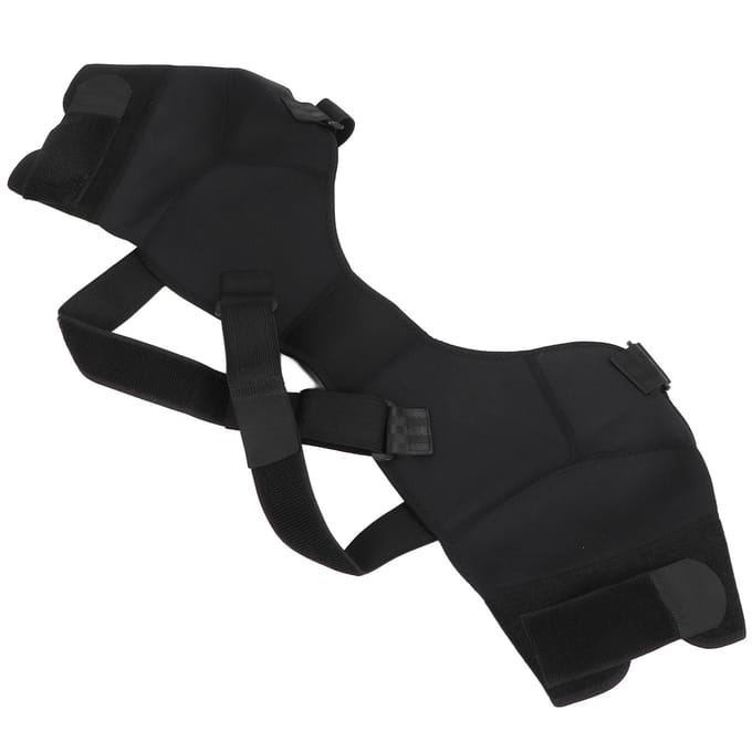 Dubbele Schoudersteunband Nylon Verlicht Pijn Schouder Compressie Beschermer Wrap M black