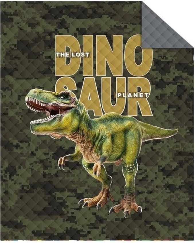 Bedsprei - Lost Dinosaur - Groen - 170x210 cm - Microvezel