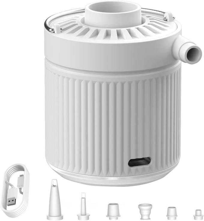 Elektrische Luchtpomp - Oplaadbare Pomp - Luchtbedden Opblazen - Met LED Lamp - 6 Sproeiers - Wit