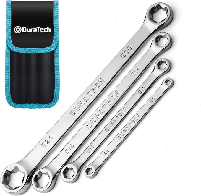 E-Torx Sleutelset - Dubbele Ringsleutel - Mechanisch Onderhoud - 4 Delige Set - E6-E24 - Zilver