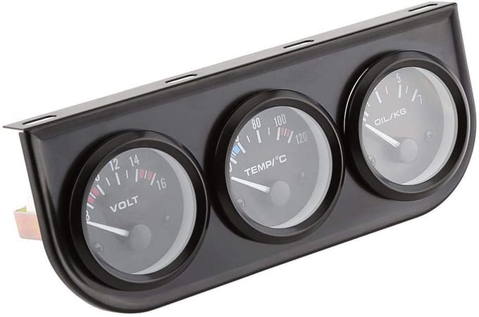 Set met drievoudige meters - Olie/volt/watermeter - 52 mm drievoudige meters - 3 in 1 voltmeter + watertemperatuurmeter + oliedrukmeter met sensor voor auto-vrachtwagen - auto-accessoires - voertuigmeter