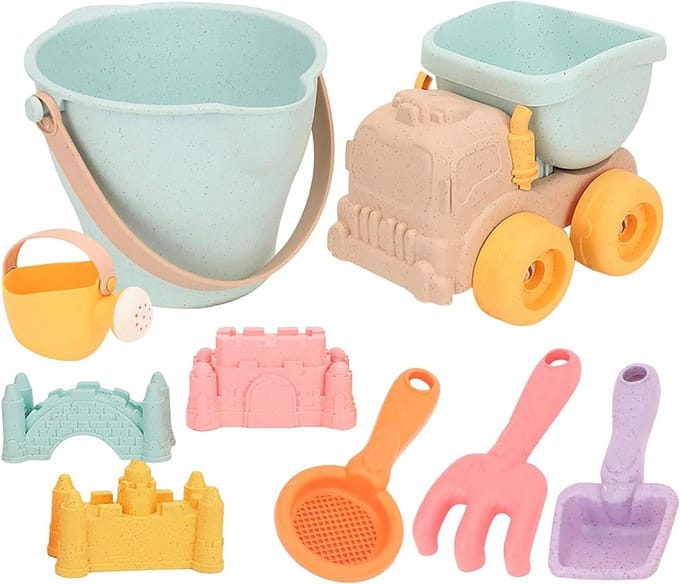 Zandspeelgoed set - Strand speelgoed - Buiten spelen - Versterkt polymeer - Set van 5 - Multicolor