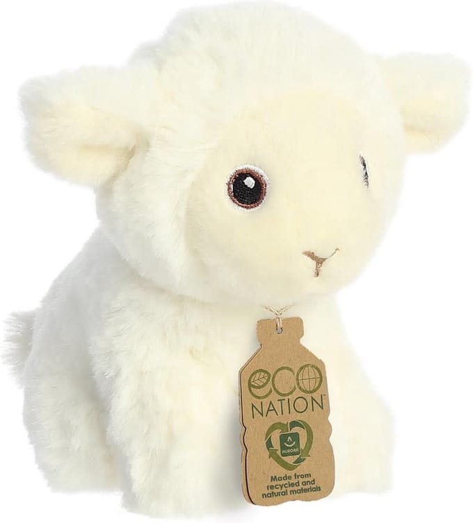 Aurora Knuffel Schaap - pluche lammetje - 13 cm - boerderij knuffeldier