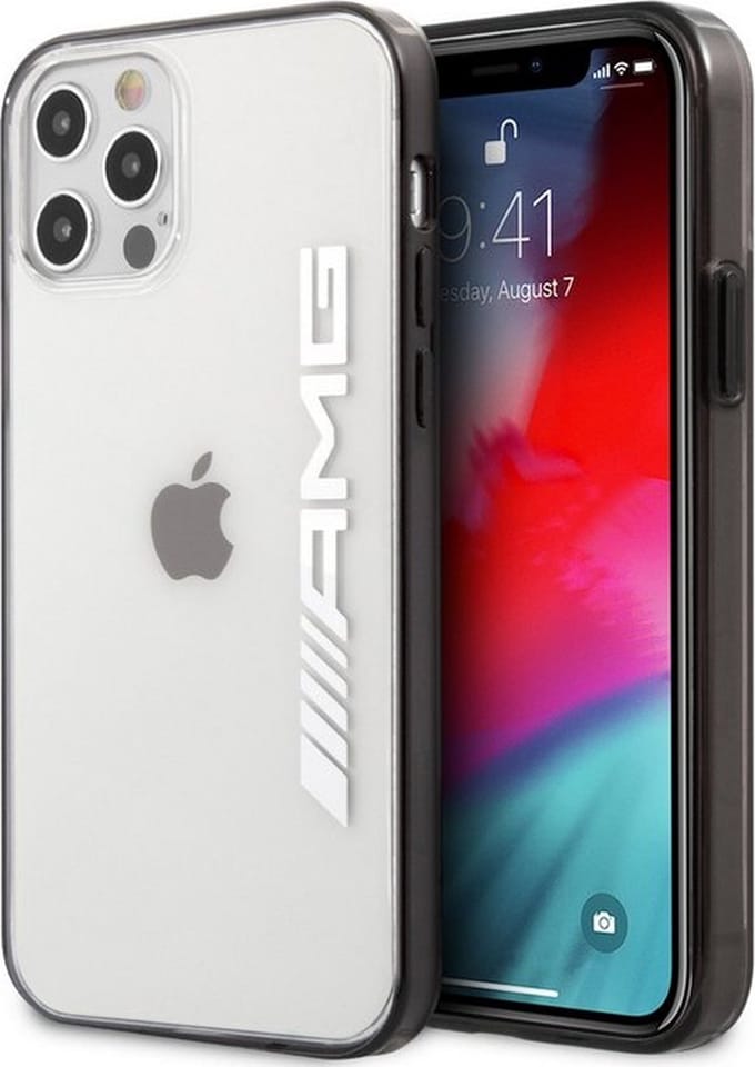 Mercedes-AMG Metallic Black Edges Back Cover - Geschikt voor Apple iPhone 12/12 Pro (6.1'') - Transparant