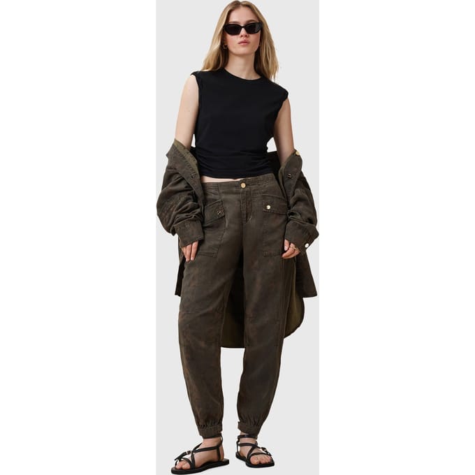 AllSaints Val Trouser Styx Leo Green Maat: 2 | Cargobroeken Outlet | Dames | Groen