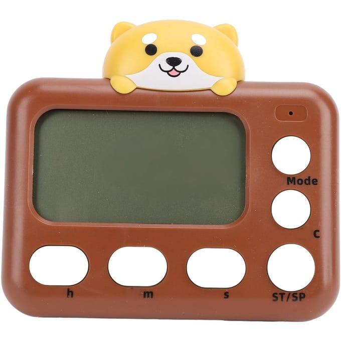 Digitale Keukentimer Plastic Schattig Cartoon Uiterlijk Elektrische Kooktimer voor Studeren Hond gray