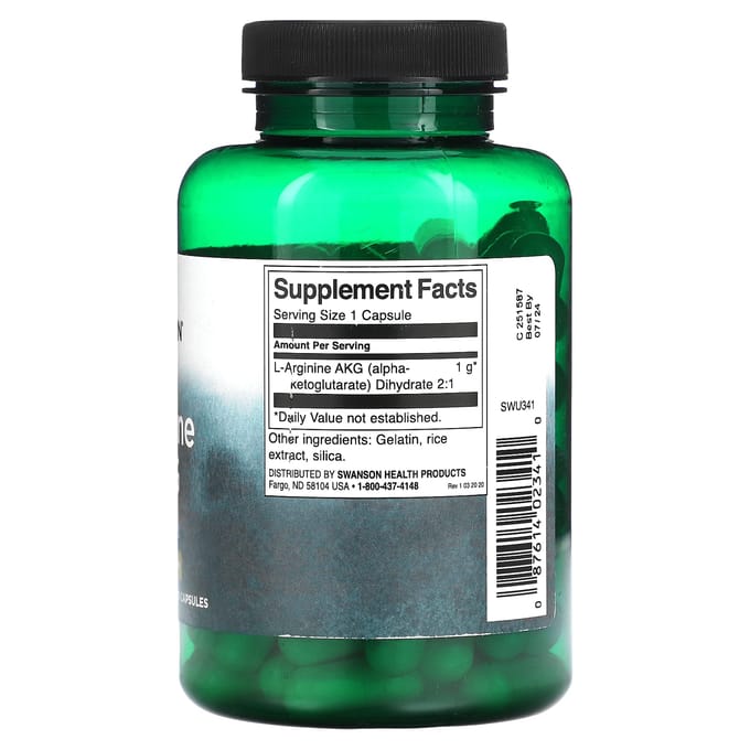 Arginine Akg, 1.000Mg, 90 Capsules