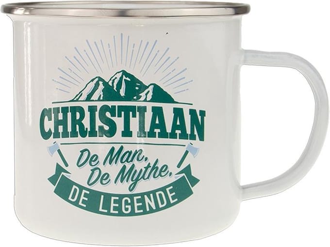 Mok - Top vent - Christiaan - Geëmailleerd - In cadeauverpakking