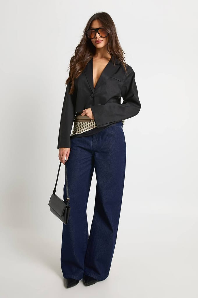 boohoo Dames Boxy Crop Blazer | Black | Maat: 14