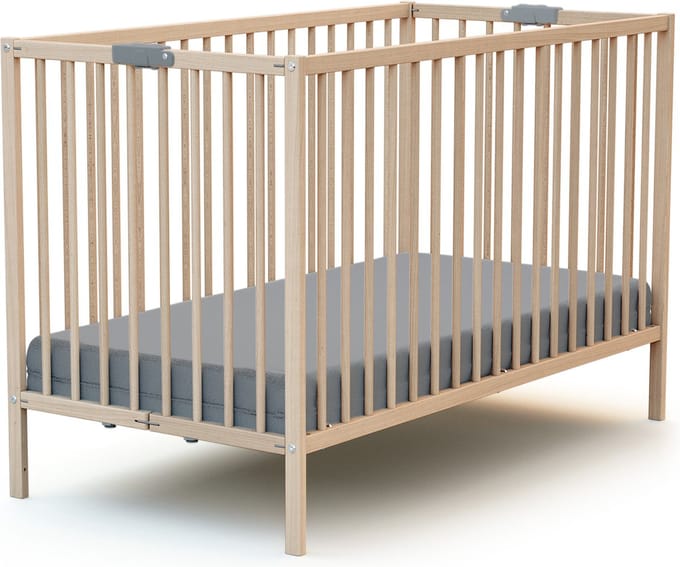 WEBABY - Opklapbaar houten babybedje met matras - 60 x 120 FLEX