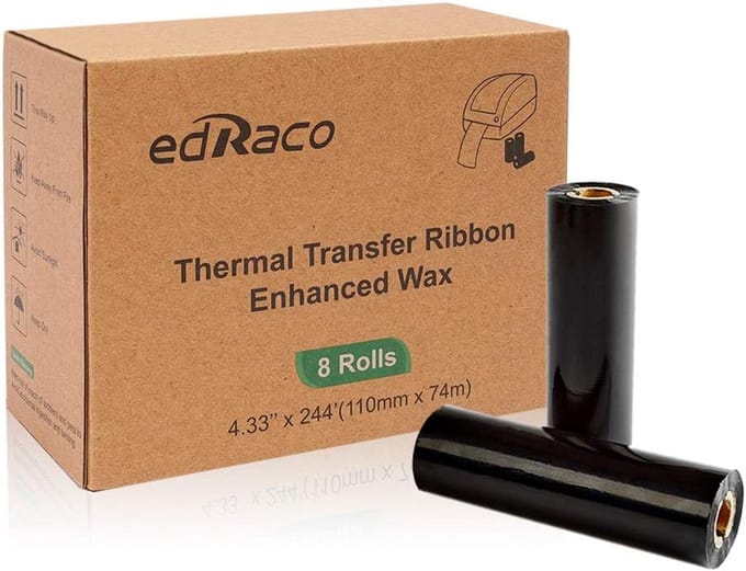 Thermaal Transferlinten Desktop Printer - Verbeterde Was - 8 Rollen 110mm x 74m