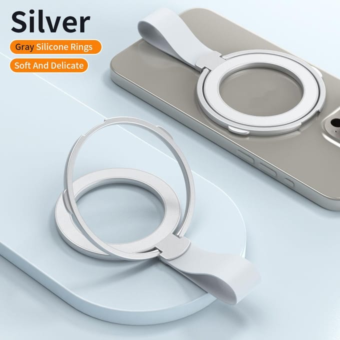 Support de téléphone magnétique MagSafe avec cordon en silicone, support rotatif pour iPhone 15 14 13 12 Series, support de bureau en alliage avec boucle