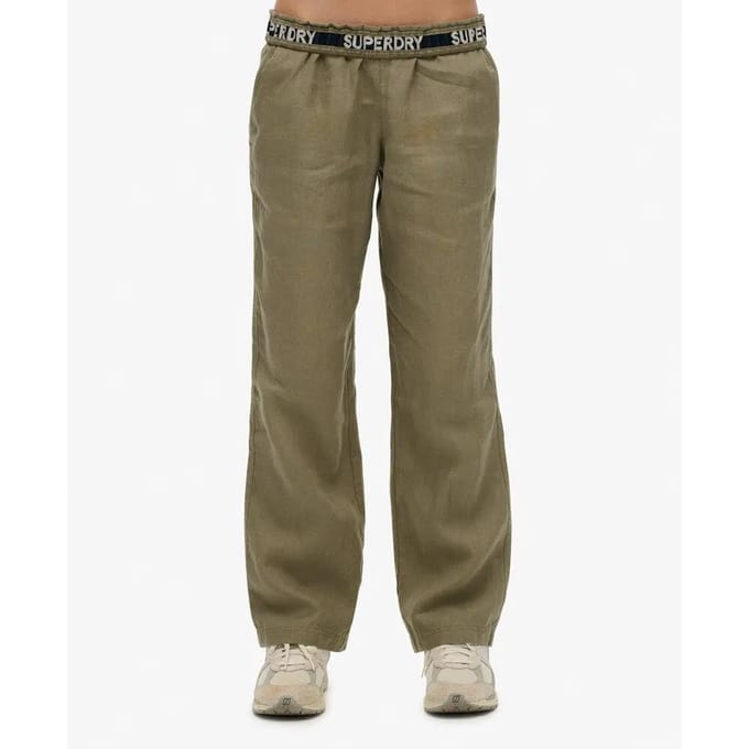 Superdry - Linnen broek met trekkoord - Dames - Broeken