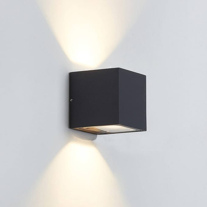 Lucande LED buiten wandlamp Merjem, 12 cm, omhoog/omlaag, IP54