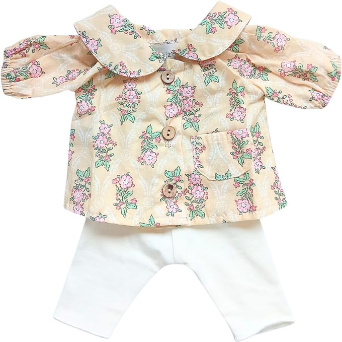 Minikane Poppenkleding Kledingset Bloemen Creme 34 cm