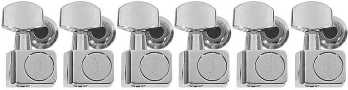 Fender 0990820100 Stemmechanieken, American Standard, 2 guide pins, set of 6, chroom