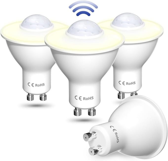 4x GU10 LED Spot met Ingebouwde Schemersensor - Warmwit 3000K - Automatisch Licht bij Beweging
