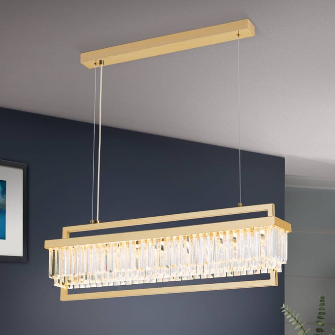 ORION LED hanglamp Prism, langwerpig, goud