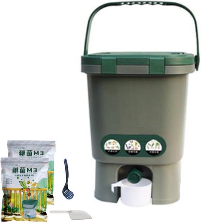 Compostbak Keuken - Compostemmer GFT - Voedselafval Verwerken - Reukloos Composteren - 4 Liter - Groen